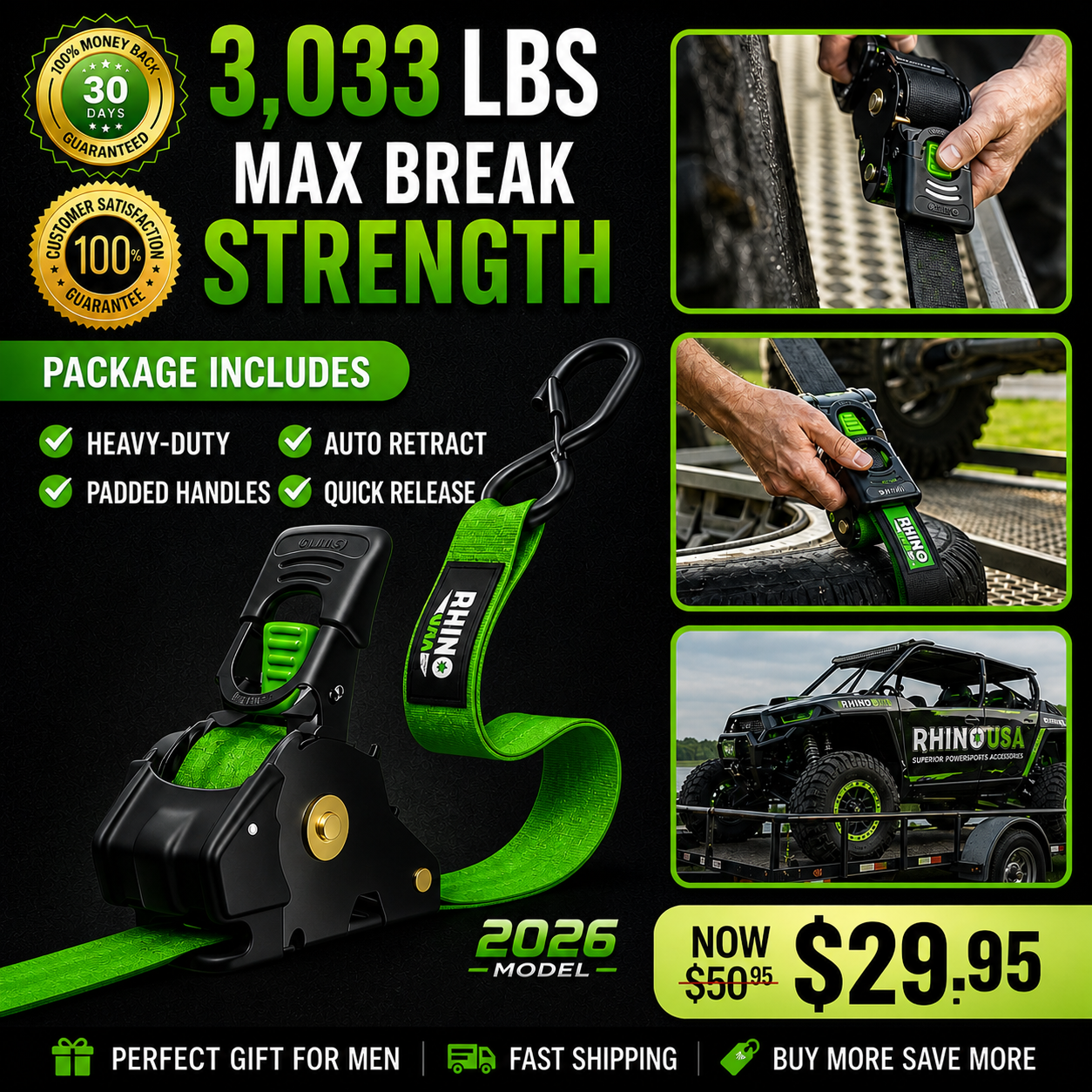 🔥 Father’s Day Sale 50% OFF 🎁 Perfect Gift – Retractable Ratchet Straps (2026 Upgraded Edition)